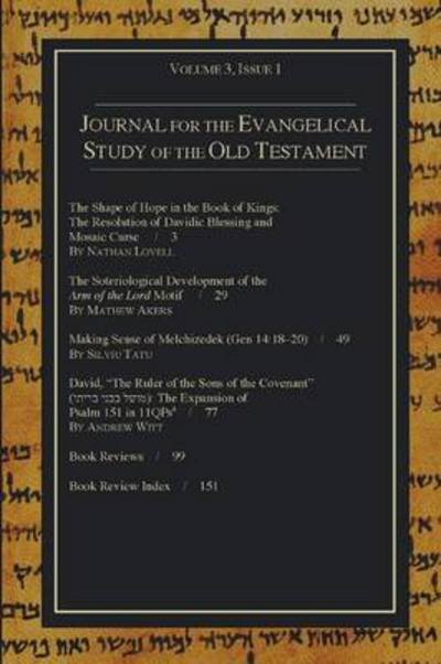 Cover for Stephen J Andrews · Journal for the Evangelical Study of the Old Testament, Volume 3, Issue 1 (Paperback Book) (2014)