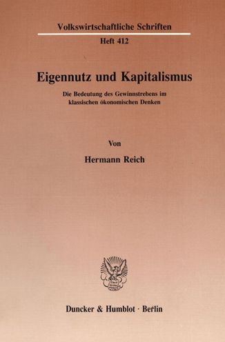 Cover for Reich · Eigennutz und Kapitalismus. (Book) (1991)