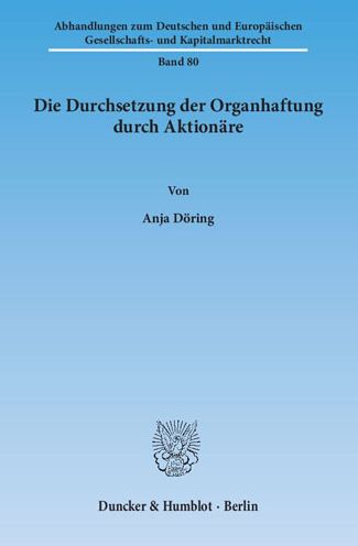 Cover for Döring · Die Durchsetzung der Organhaftun (Book) (2014)