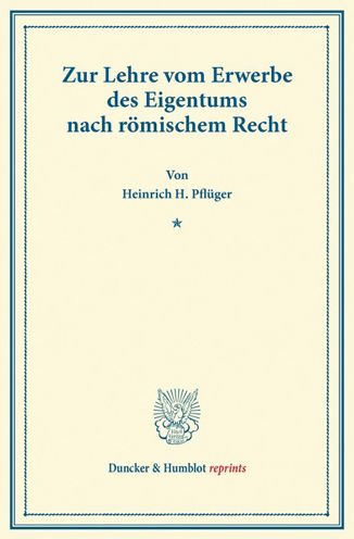 Cover for Pflüger · Zur Lehre vom Erwerbe des Eigen (Book) (2013)