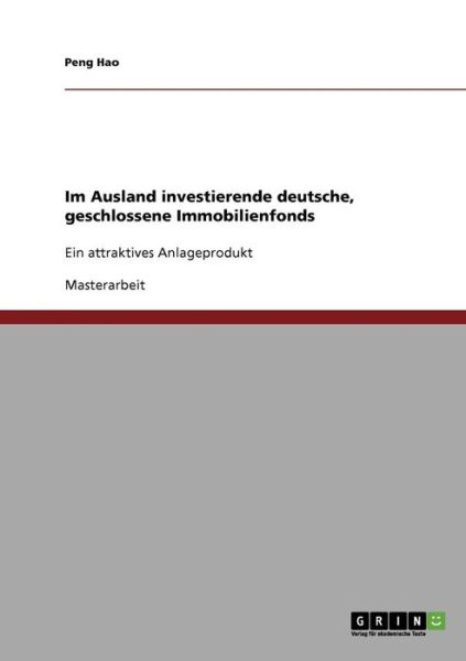 Cover for Hao · Im Ausland investierende deutsche, (Book) [German edition] (2013)