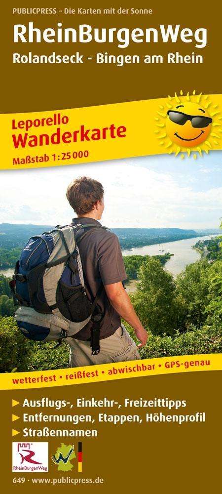 Cover for RheinBurgenWeg, hiking map 1:25,000 (Map) (2016)