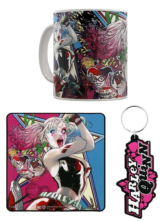 Harley Quinn (Mug & Coaster & Keychain) - Dc Comics - Produtos - PYRAMID - 5050293851495 - 
