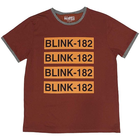 Blink-182 Unisex Ringer T-Shirt: Logo Repeat - Blink-182 - Koopwaar -  - 5056737209495 - 