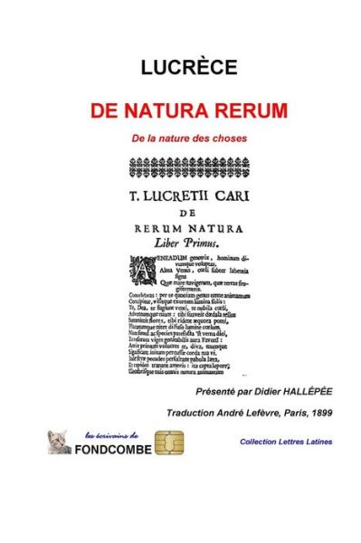 Cover for Lucrece · De Natura Rerum: De La Nature Des Choses (Taschenbuch) (2011)