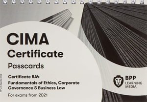 Cover for BPP Learning Media · CIMA BA4 Fundamentals of Ethics, Corporate Governance and Business Law: Passcards (Spiral Book) (2020)