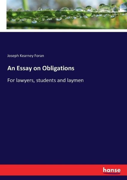 Cover for Foran · An Essay on Obligations (Book) (2017)