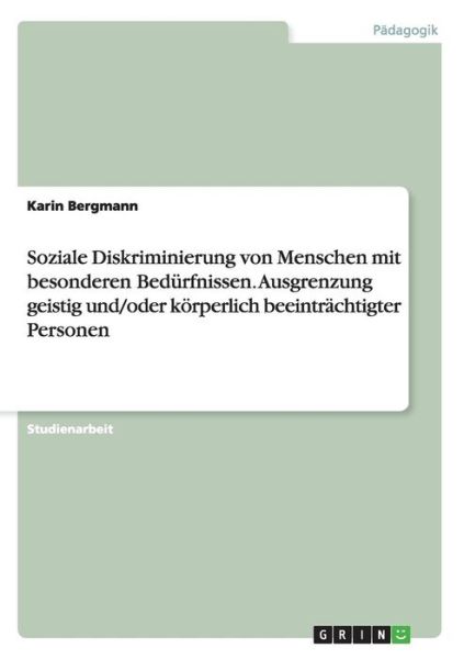 Cover for Bergmann · Soziale Diskriminierung von Me (Book) (2015)