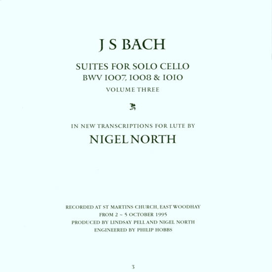 * Bach on the Lute Volume 3 - Nigel North - Musik - Linn Records - 5020305600496 - 1. November 2013