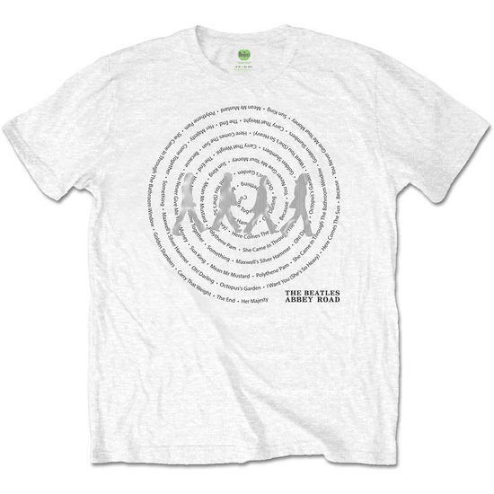 The Beatles · The Beatles Unisex T-Shirt: Abbey Road Songs Swirl (Foiled) (T-shirt) [size XL] [White - Unisex edition] (2020)