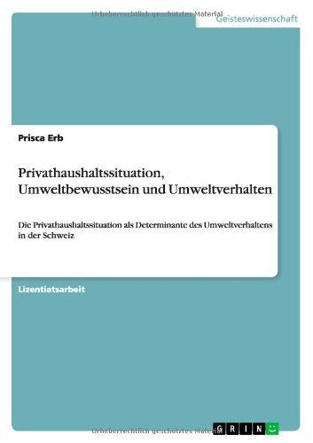 Cover for Erb · Privathaushaltssituation, Umweltbew (Book) [German edition] (2010)
