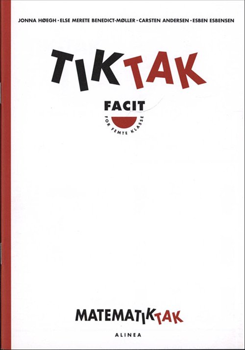 Cover for Jonna Høegh · Matematik-Tak 5.kl. Tik-Tak, Facit (Heftet bok) [1. utgave] (2000)