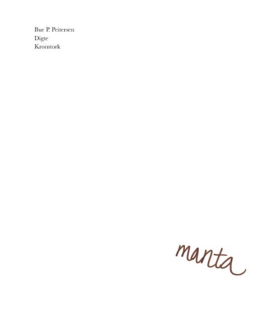 Cover for Bue P. Peitersen · Manta (Sewn Spine Book) [1th edição] (2019)