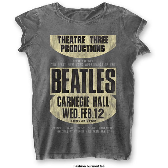 The Beatles Ladies T-Shirt: Carnegie Hall Burnout - The Beatles - Koopwaar - Apple Corps - Apparel - 5055979981497 - 