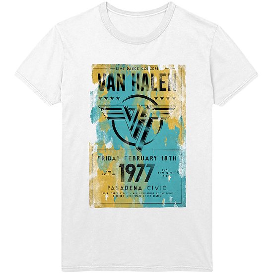 Cover for Van Halen · Van Halen Unisex T-Shirt: Pasadena '77 (T-shirt) [size XL] [White - Unisex edition]