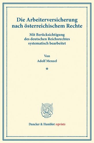 Cover for Menzel · Die Arbeiterversicherung nach ös (Book) (2013)