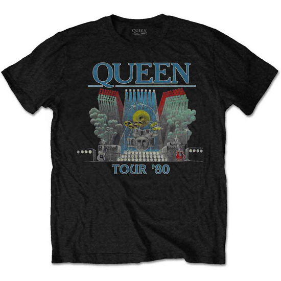 Queen Unisex T-Shirt: Tour '80 - Queen - Merchandise - Bravado - 5056170630498 - 
