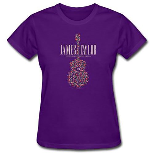James Taylor Ladies T-Shirt: 2018 Tour Flower Guitar (Ex. Tour) - James Taylor - Produtos -  - 5056170672498 - 