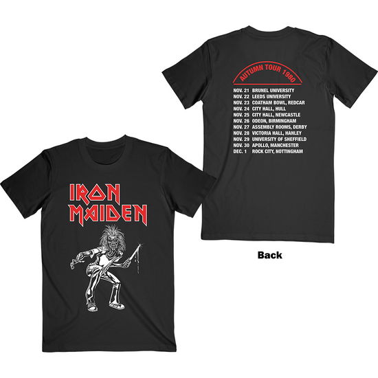 Iron Maiden Unisex T-Shirt: Autumn Tour 1980 (Back Print) - Iron Maiden - Merchandise -  - 5056368673498 - 