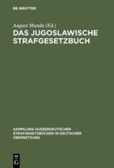 Cover for August Munda · Jugoslawische Strafgesetzbuch (Book) (1952)