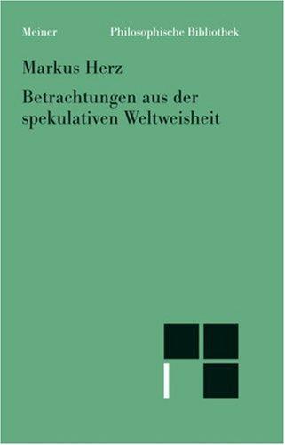 Cover for Marcus Herz · Betrachtungen aus der spekulativen Weisheit (Innbunden bok) (2019)