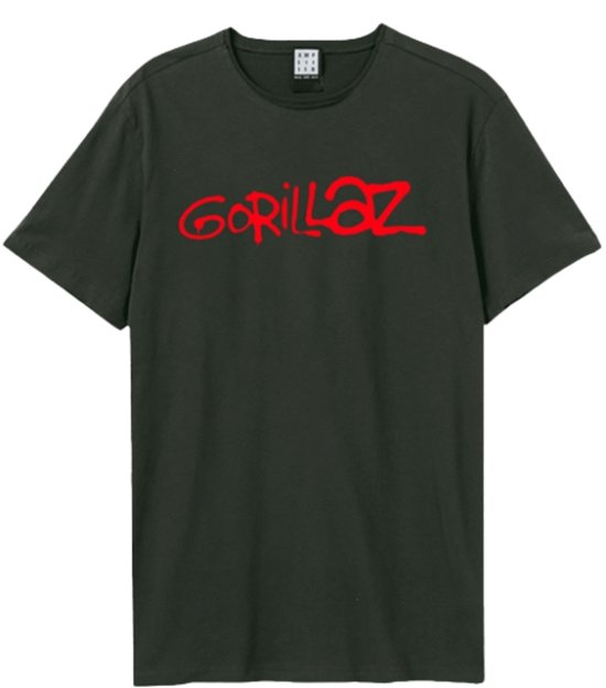 Cover for Gorillaz · Gorillaz - Logo Amplified Medium Vintage Charcoal T Shirt (T-shirt)