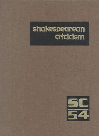 Cover for Michelle Lee · Sc Volume 54 Shakespearean Criticism: Excerpts from the Criticism of William Shakespeare's Plays and Poetry, from the First Published Appraisals to Current Evaluations (Shakespearean Criticism (Hardcover Book) (2000)