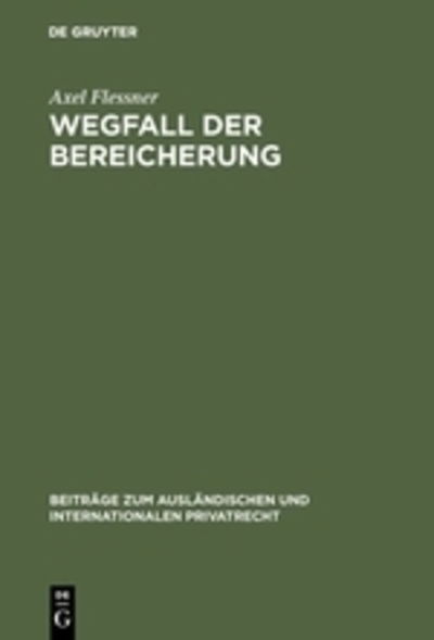 Cover for Axel Flessner · Wegfall der Bereicherung (Book) (1970)