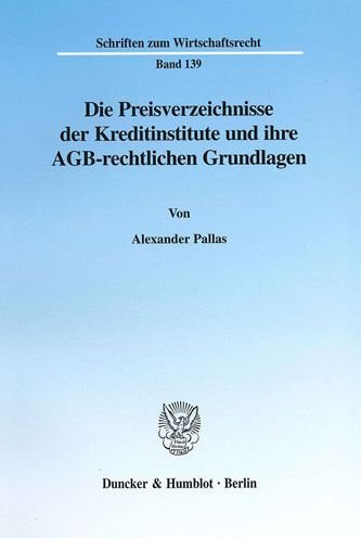 Cover for Pallas · Die Preisverzeichnisse der Kredi (Bok) (2001)