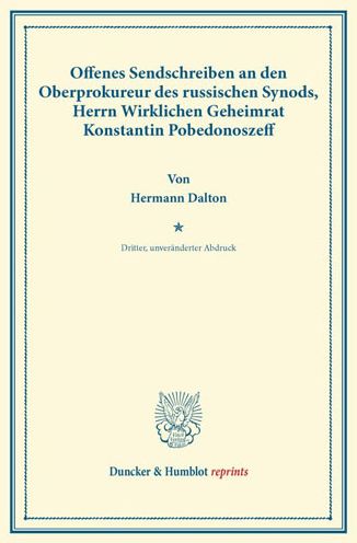 Offenes Sendschreiben an den Obe - Dalton - Bøker -  - 9783428162499 - 26. juli 2013