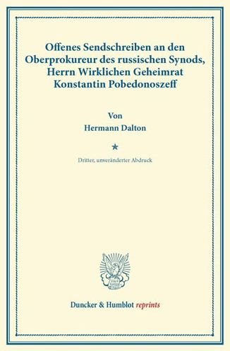 Cover for Dalton · Offenes Sendschreiben an den Obe (Book) (2013)