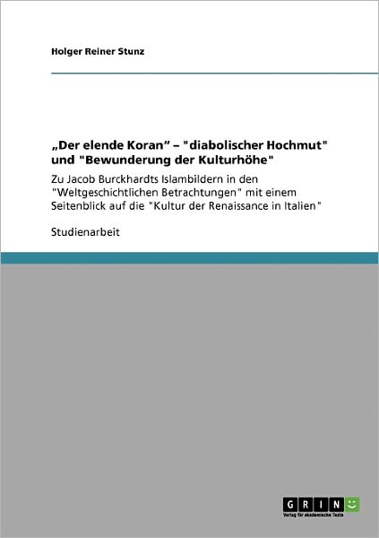 Cover for Holger Reiner Stunz · Der elende Koran - &quot;diabolischer Hoch (Book) [German edition] (2009)
