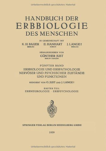 Cover for H Boeters · Erbbiologie Und Erbpathologie Nervoeser Und Psychischer Zustande Und Funktionen: Erster Teil Erbneurologie - Erbpsychologie (Paperback Book) [1939 edition] (1939)