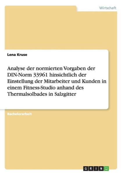 Cover for Kruse · Analyse der normierten Vorgaben d (Book) (2015)