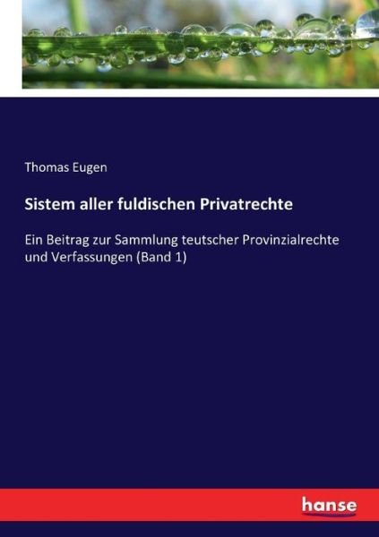 Cover for Eugen · Sistem aller fuldischen Privatrec (Book) (2017)