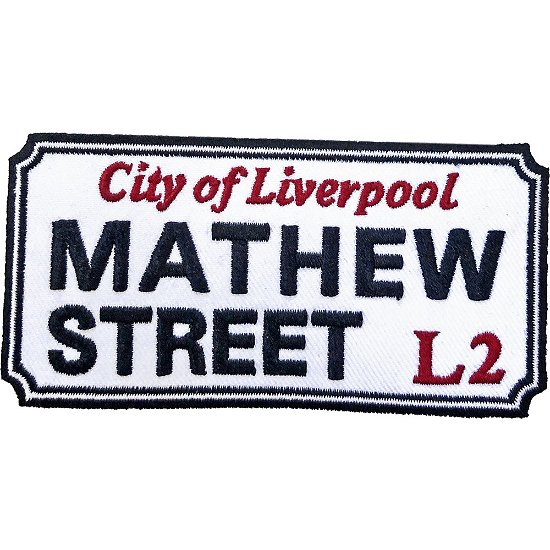 Cover for Road Sign · Road Sign Standard Woven Patch: Mathew Street Liverpool Sign (Patch)