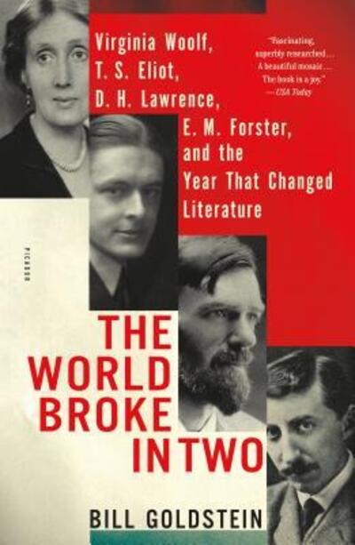 Cover for Bill Goldstein · The World Broke in Two: Virginia Woolf, T. S. Eliot, D. H. Lawrence, E. M. Forster, and the Year That Changed Literature (Paperback Book) (2018)