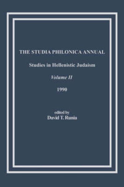 Cover for David T Runia · The Studia Philonica Annual, Ii, 1990 (Paperback Book) (1990)