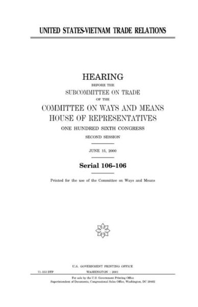 Cover for United States House of Representatives · United States-Vietnam trade relations (Paperback Book) (2018)