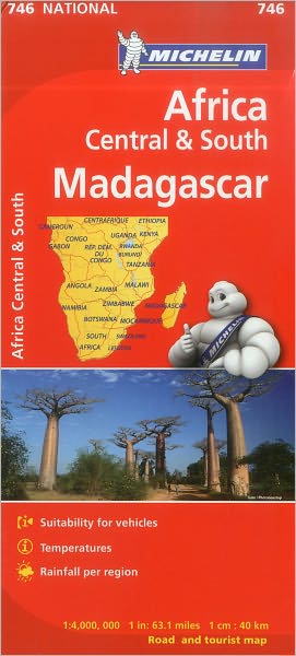 Cover for Michelin Travel &amp; Lifestyle · Michelin Map Africa Central South and Madagascar 746 (Maps / Country (Michelin)) (Map) [4th edition] (2017)