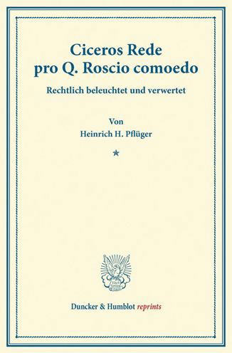 Cover for Pflüger · Ciceros Rede pro Q. Roscio como (Bok) (2013)