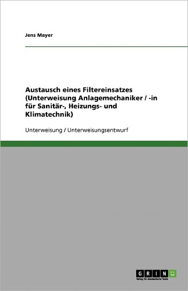 Cover for Mayer · Austausch eines Filtereinsatzes ( (Book) [German edition] (2013)