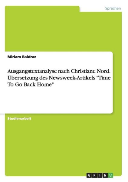 Cover for Baldraz · Ausgangstextanalyse nach Chris (Book) [German edition] (2009)