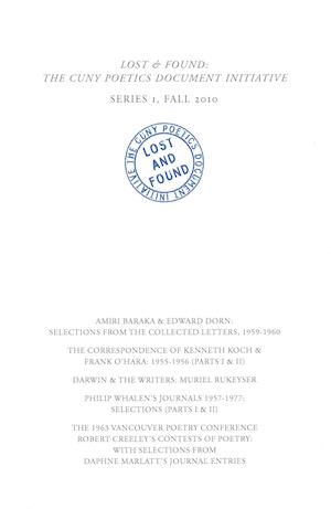Lost & Found The CUNY Poetics Document Initiative, Series 1 - Amiri Baraka - Books - Center for the Humanities, the Graduate  - 9780988894501 - April 1, 2010