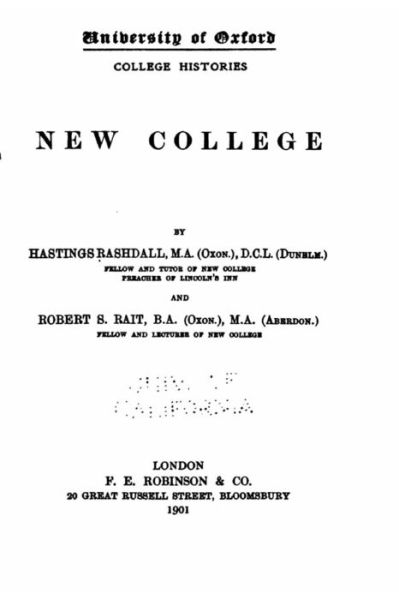 Cover for Hastings Rashdall · New college (Paperback Book) (2016)