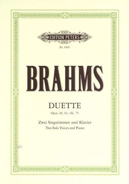 Duette fur Sopran, Alt und Klavier - Brahms - Bøger - Edition Peters - 9790014019501 - 12. april 2001