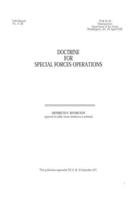 Cover for Department Of the Army · FM 31-20 Doctrine for Special Forces Operations (Taschenbuch) (2022)