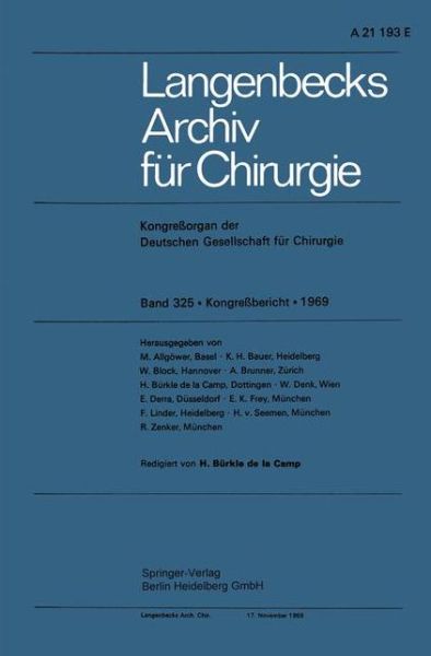 Cover for H. BIÃ¢â‚¬Â¹rkle de la Camp · Langenbecks Archiv fur Chirurgie: Kongressorgan der Deutschen Gesellschaft fur Chirurgie - Langenbecks Archiv fur Chirurgie (Paperback Book) (1969)