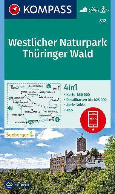 Cover for Mair-Dumont / Kompass · Kompass Wanderkarte: Westlicher Naturpark Thüringer Wald (Gebundenes Buch) (2020)