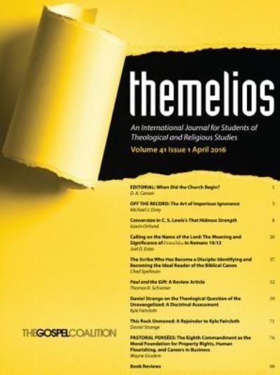 Cover for D A Carson · Themelios, Volume 41, Issue 1 (Pocketbok) (2016)